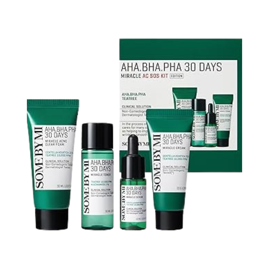 AHA-BHA-PHA 30 DAYS MIRACLE STARTER KIT [Cleansing Bar 30g, Toner 30ml, Serum 10ml, Cream 20g]