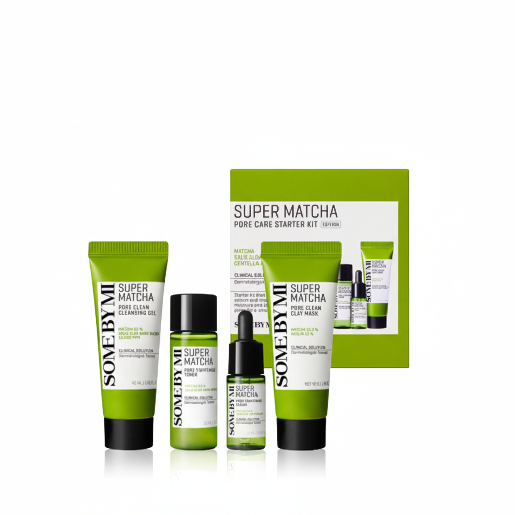 SUPER MATCHA PORE CARE STARTER KIT [Cleansing Gel 42ml, Clay Mask 42g, Toner 30ml, Serum 10ml]